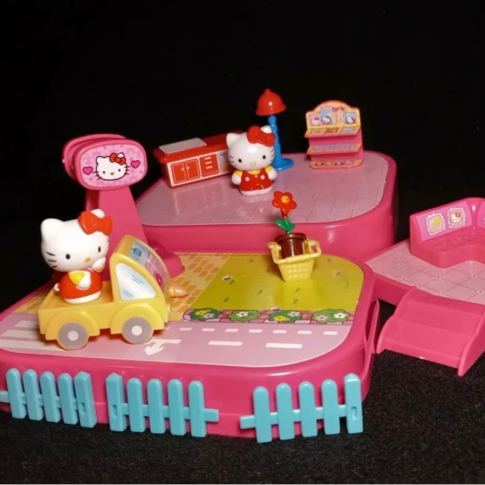 ❌SOLD❌Hello Kitty Playset With Carrying Case Sanrio 2007 Mini Play Set Toy - Picture 1 of 12
